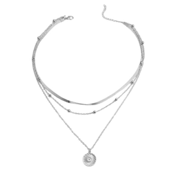 New Sun Pendant Necklace S925 Sterling Silver Multilayer Minimalist Celestial - Picture 7 of 9